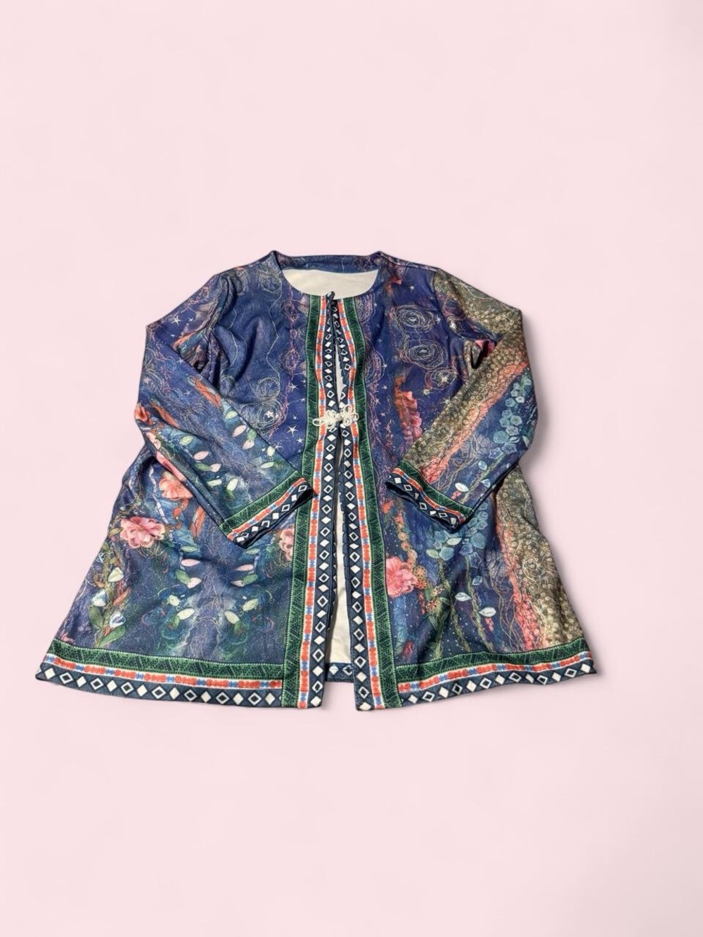 Navy Floral Print Open-Front Cardigan